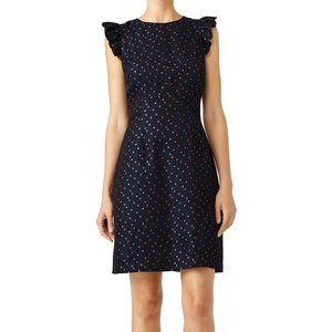 Trina Turk Women Blue Metallic Polka Dot Dress
